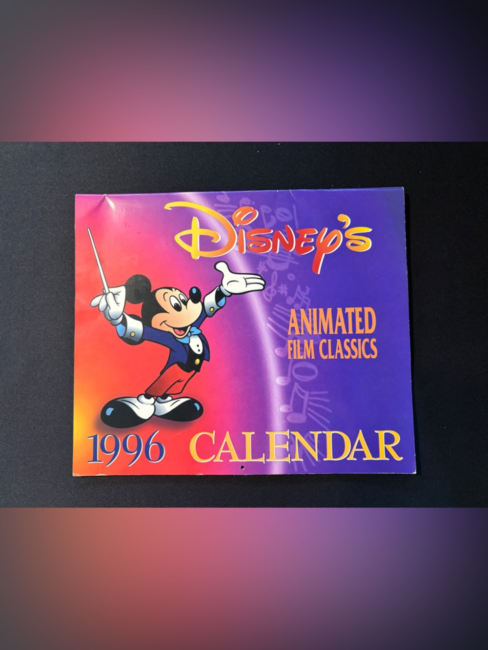 Disney Purple and Pink Gradient 1996 Calendar Featuring Mickey Mouse